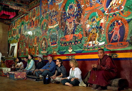 Doug Sensei and students with monk