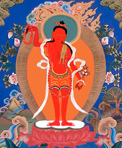 Peaceful Red Two Armed Chenresig with Lama&nbsp;Mark